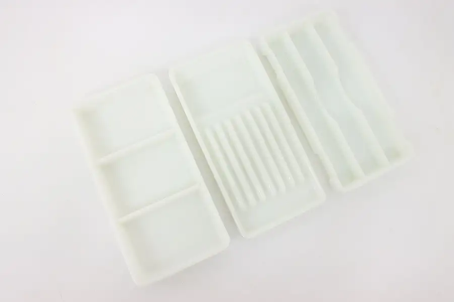 Main image of Set of 3 Dentist Antique Milk Glass Dental Trays, Two Rivers WI