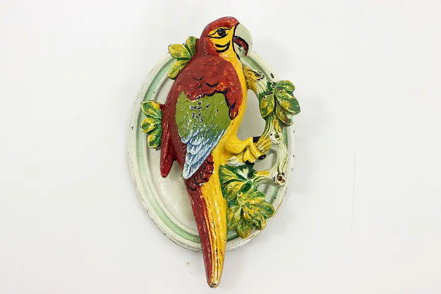 Main image of Victorian Salvage Antique Cast Iron Painted Parrot Door Knocker
