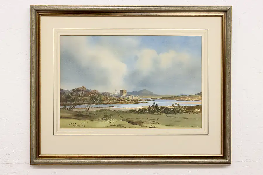 Main image of Castle Doe in Ireland Vintage Original Watercolor Painting, Haworth 29"