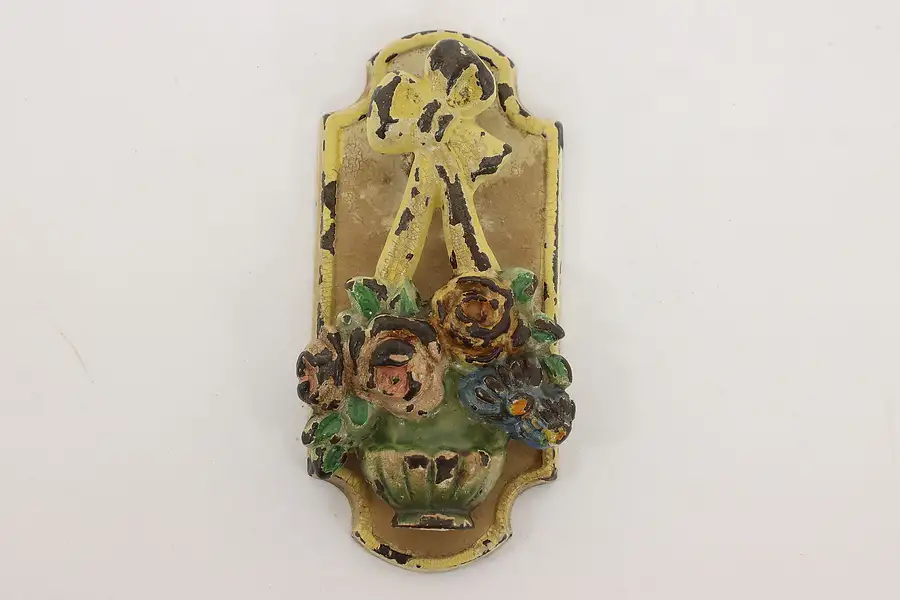 Main image of Victorian Salvage Antique Cast Iron Painted Flower Basket Door Knocker