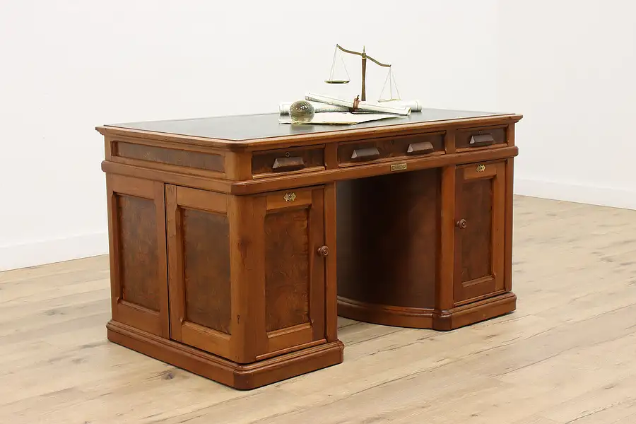 Main image of Wooton Victorian Antique Walnut Rotary Office or Library Desk