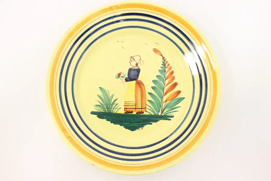 Main image of French Vintage Henriot Quimper Hand Painted Plate, Brittany, France