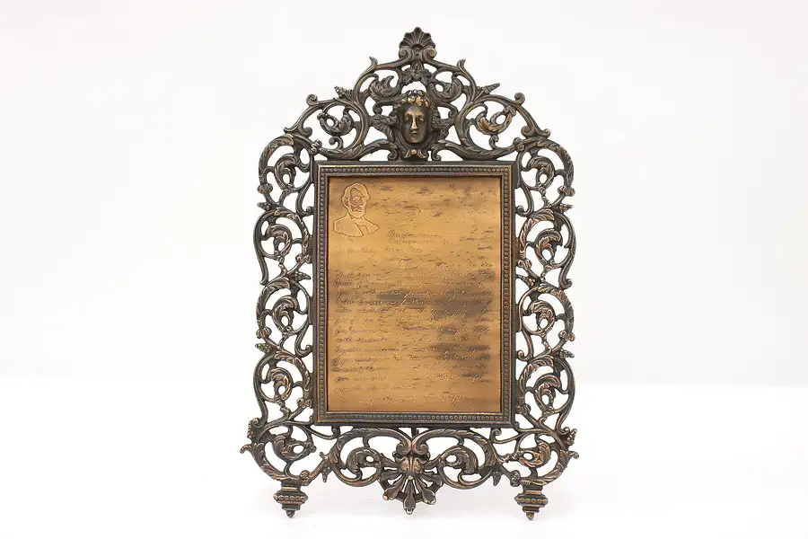 Main image of Lincoln Antique Embossed Copper Framed Civil War Bixby Condolence Letter