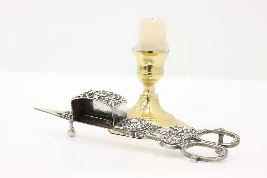 Main image of Victorian Antique English Silver Plate Scissor Candle Wick Cutter Gilbert