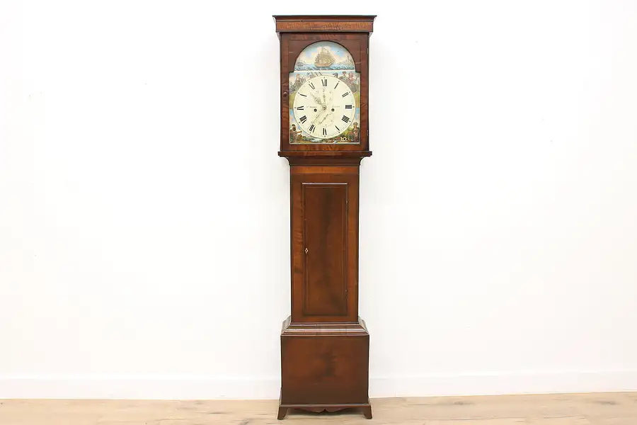 Main image of Georgian Rocking Ship Antique Tall Case Clock, Dobbie of Falkirk Scotland