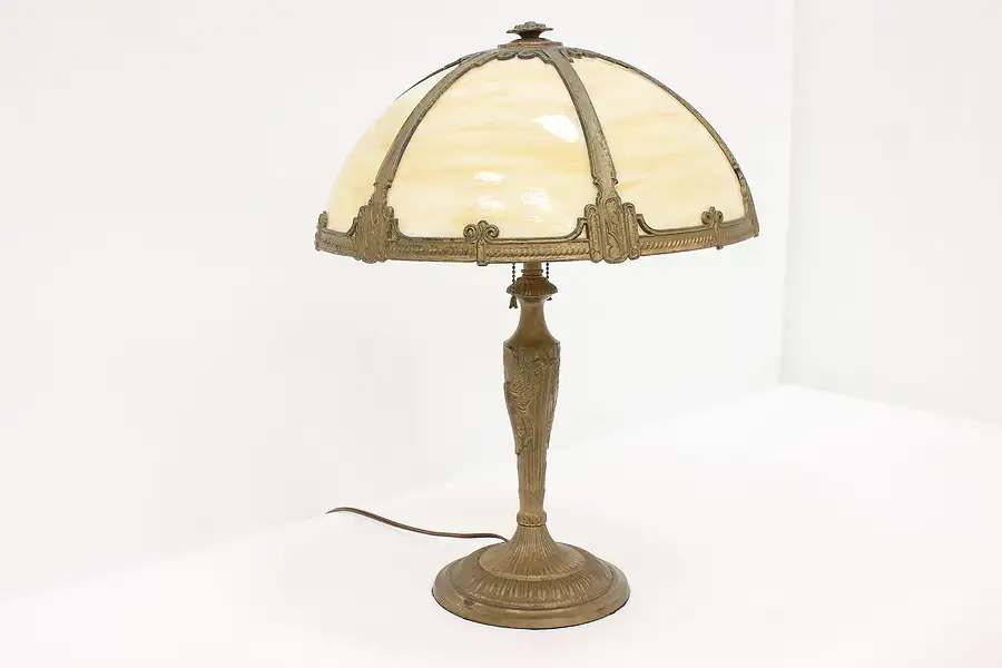 Main image of Classical Antique Lamp Curved Panel Slag Glass Shade