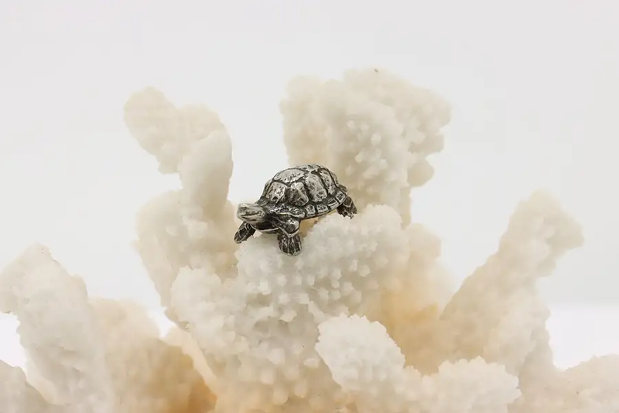 Main image of Miniature Vintage Pewter Turtle Sculpture