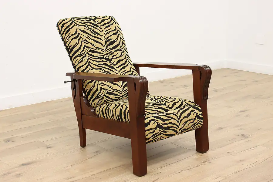 Main image of Arts & Crafts Antique Craftsman Morris Recliner Chair & Foot Rest, Streit