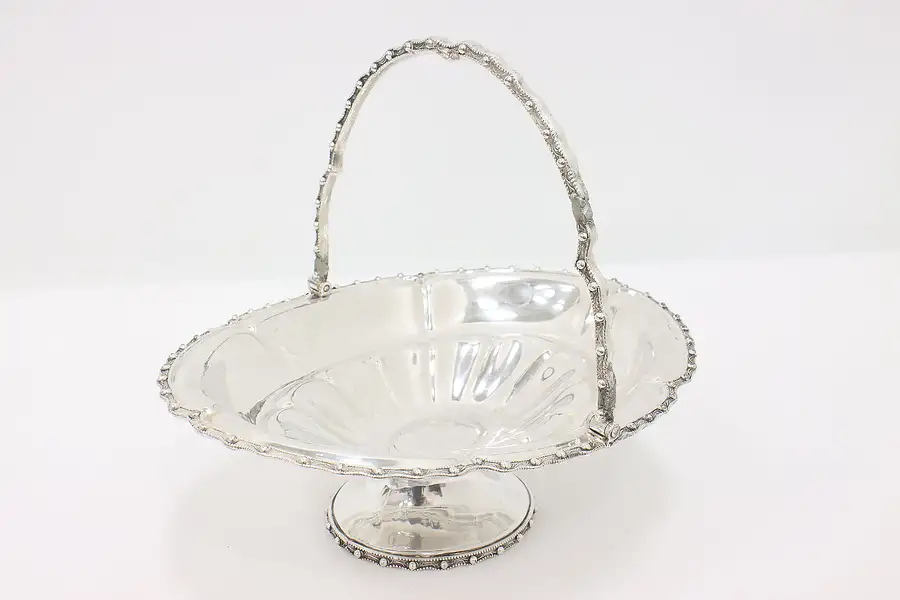 Main image of Victorian Antique Engraved Silverplate Server or Centerpiece Basket