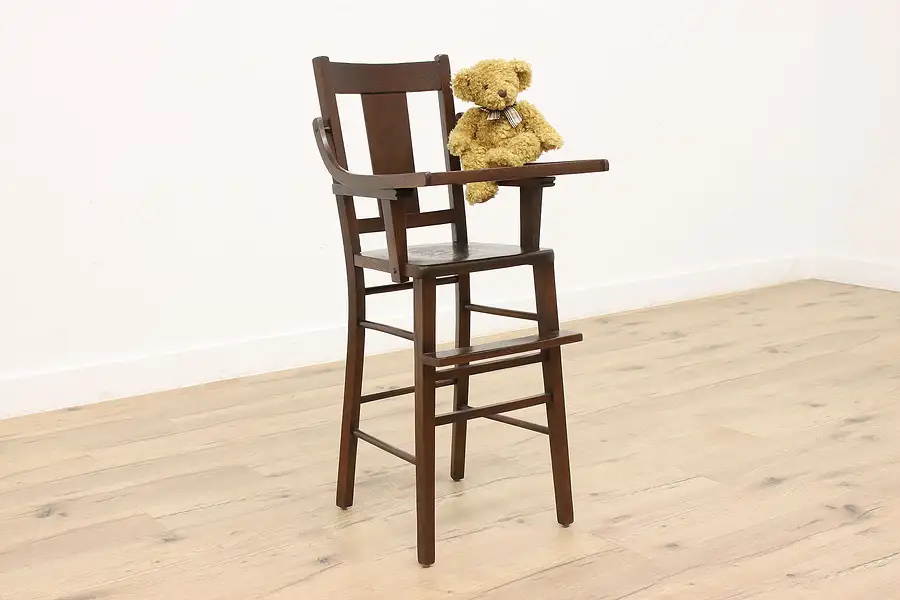 Main image of Arts & Crafts Mission Oak Antique Child Craftsman High Chair & Tray