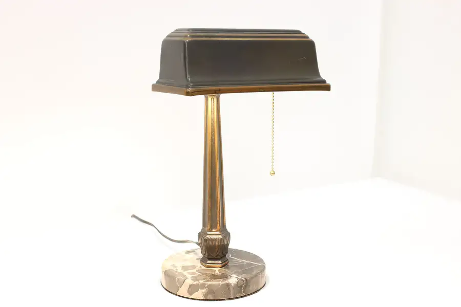 Main image of Art Deco Antique Office or Library Desk Lamp, Marble Base
