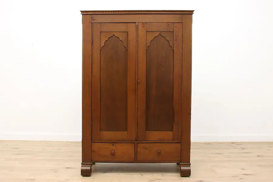 Main image of Empire Antique 1840s Solid Walnut Armoire, Wardrobe, or Closet