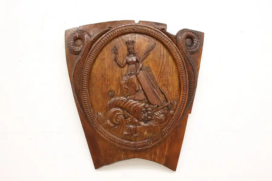 Main image of Wine Cask Antique Salvage Fragment, Carved Harvest Goddess