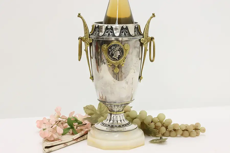 Main image of Classical Antique Silverplate & Bronze Champagne Wine Cooler