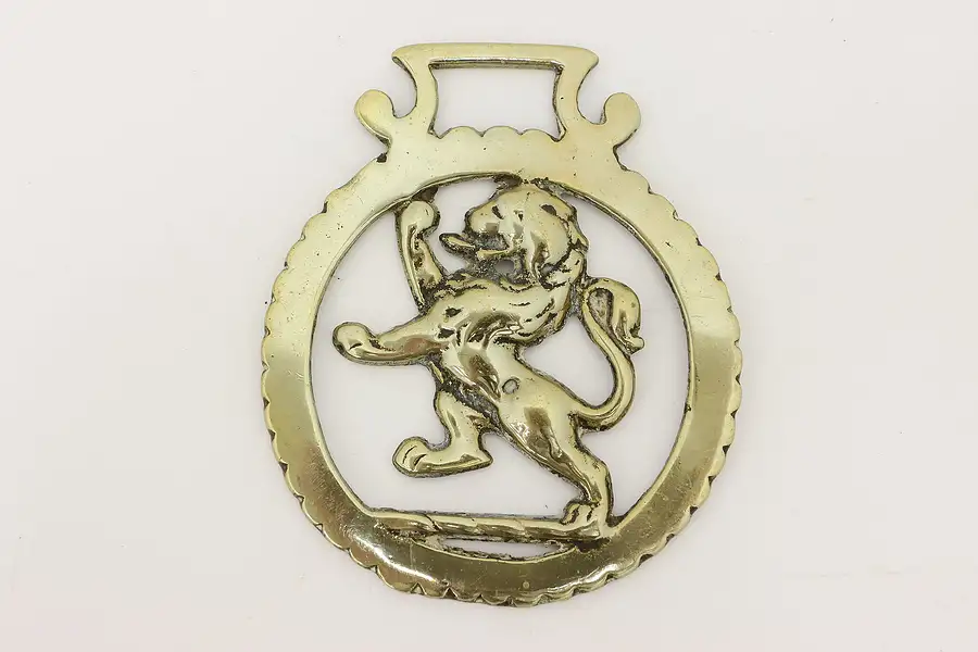 Main image of Horse Vintage Brass Harness Medallion, Lion