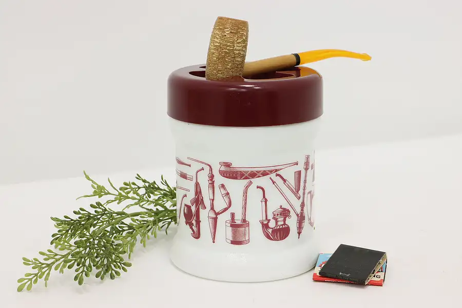 Main image of Ceramic Vintage Cigar or Tobacco Humidor w/ Pipe Holder