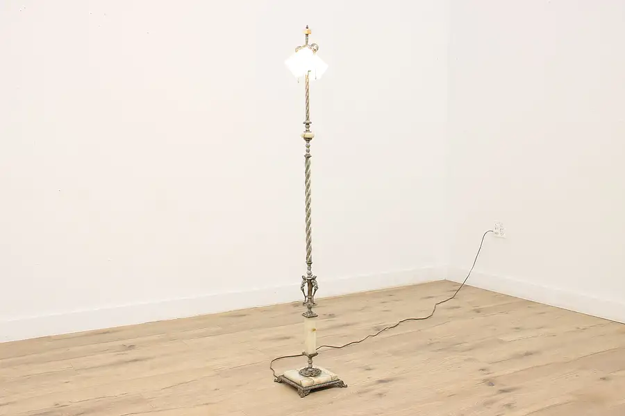 Main image of Onyx & Nickel Antique Floor Lamp, Figures, Mosaic Chicago