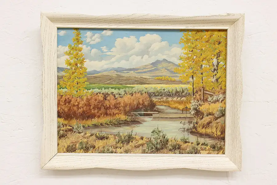 Main image of Western Landscape Vintage Original Oil Painting Dabich 18.5"