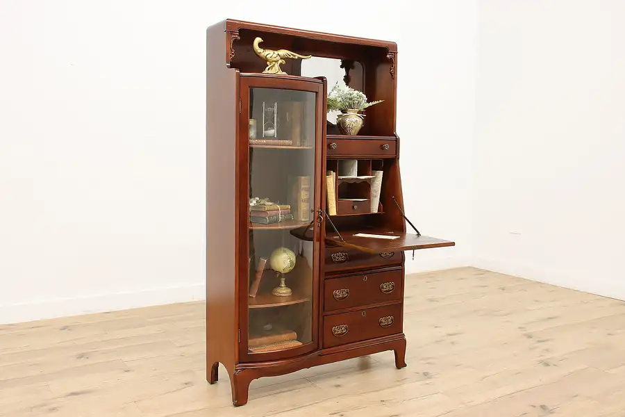 Main image of Victorian Antique Side by Side Secretary Desk & Bookcase