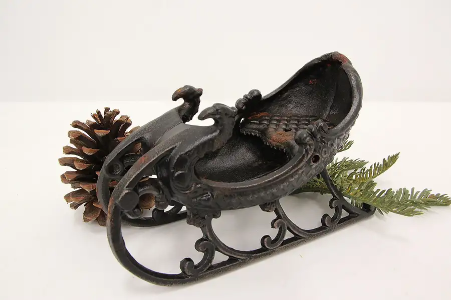 Main image of Victorian Antique Cast Iron Sleigh Toy or Sculpture, Eagles