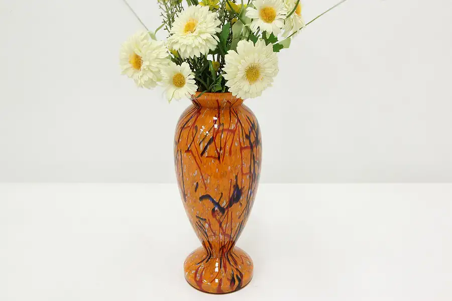 Main image of Orange Swirl Vintage Art Glass Blown and Cased Vase