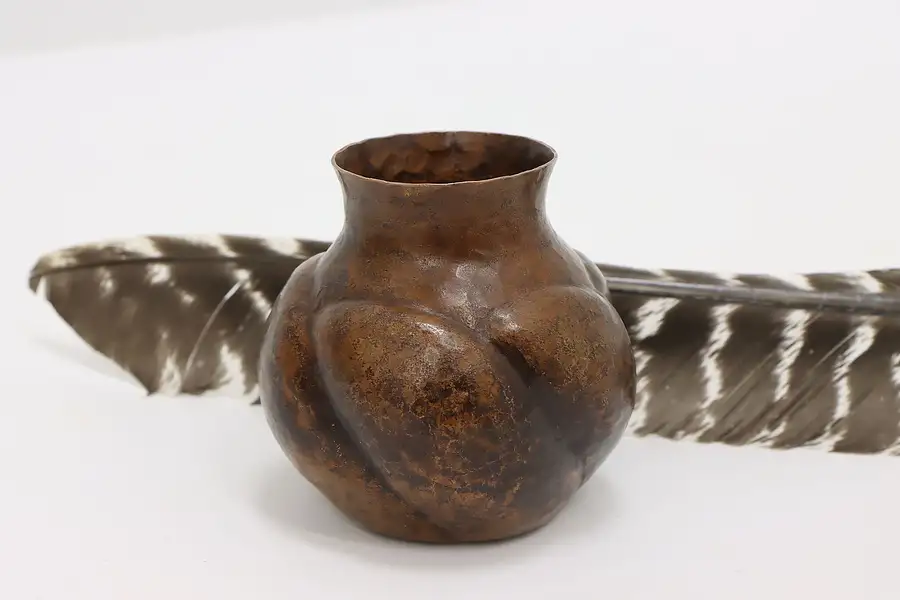 Main image of Persian Antique Pumpkin Shape Hammered Copper Vase