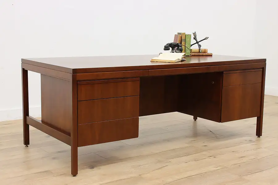 Main image of Midcentury Modern 60s Vintage Office 78" Executive Desk