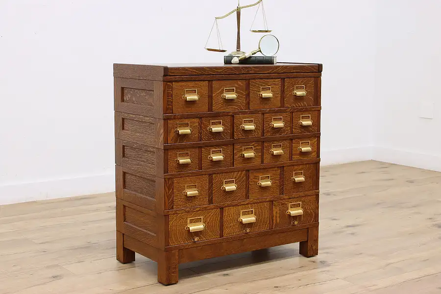 Main image of Arts & Crafts Antique 21 Drawer Oak File Cabinet, Yawman