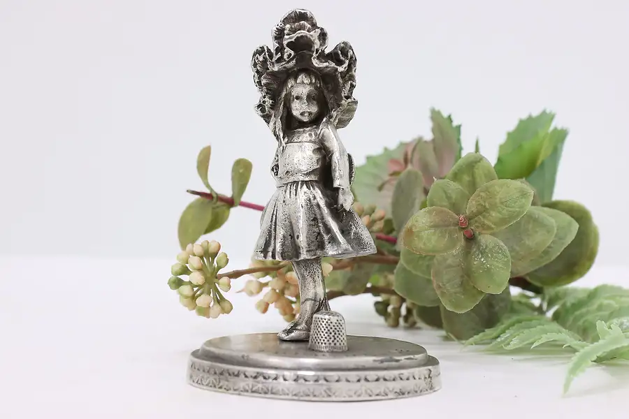Main image of Victorian Antique French Girl Sculpture Thimble Holder