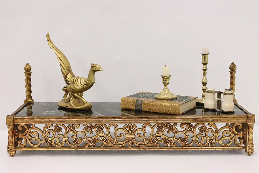 Main image of Gilt Vintage Wall Hanging Shelf, Faux Marble, Syroco