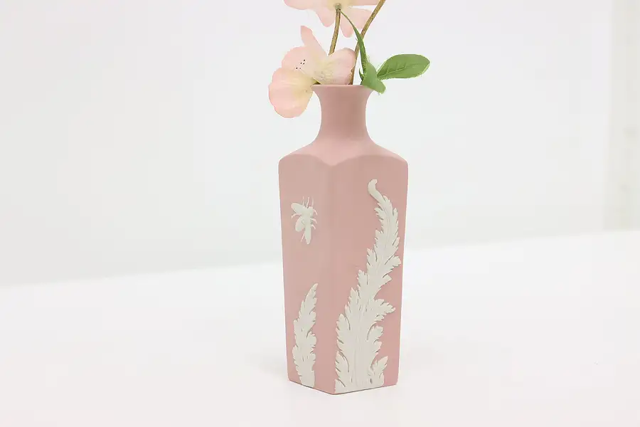 Main image of Wedgwood Vintage Pink Jasperware Flower Vase, Moth or Bee