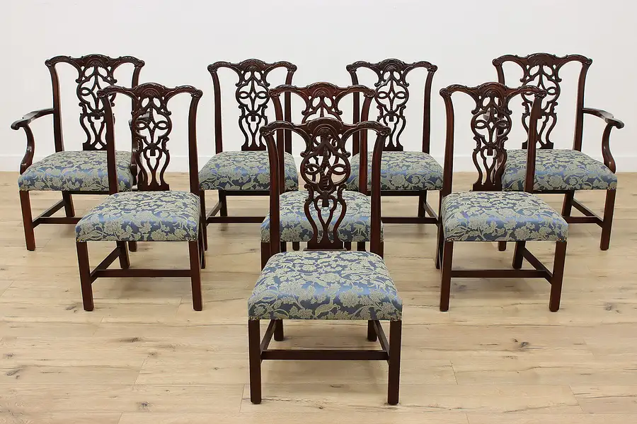 Main image of Set of 8 Georgian Vintage Mahogany Dining Chairs, Hickory