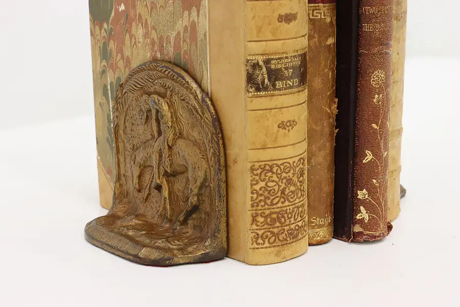 Main image of End of The Trail Antique Sculpture Iron Pair of Bookends