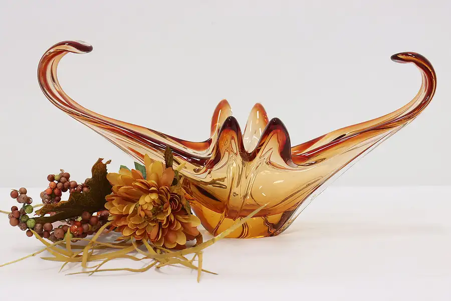 Main image of Italian Murano Vintage Orange Art Glass Bowl Centerpiece