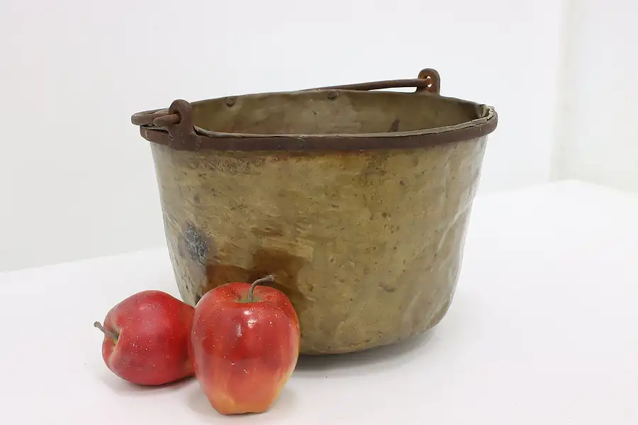 Main image of Farmhouse Antique Brass & Iron Cauldron, Kettle, or Planter