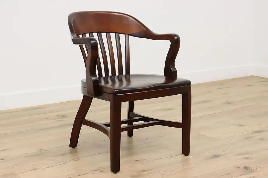 Main image of Traditional Vintage Birch Banker Library Office Desk Chair