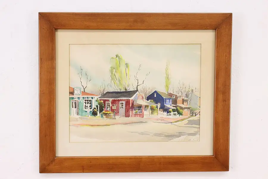 Main image of Street Scene Vintage Original Watercolor Painting Bern 21"