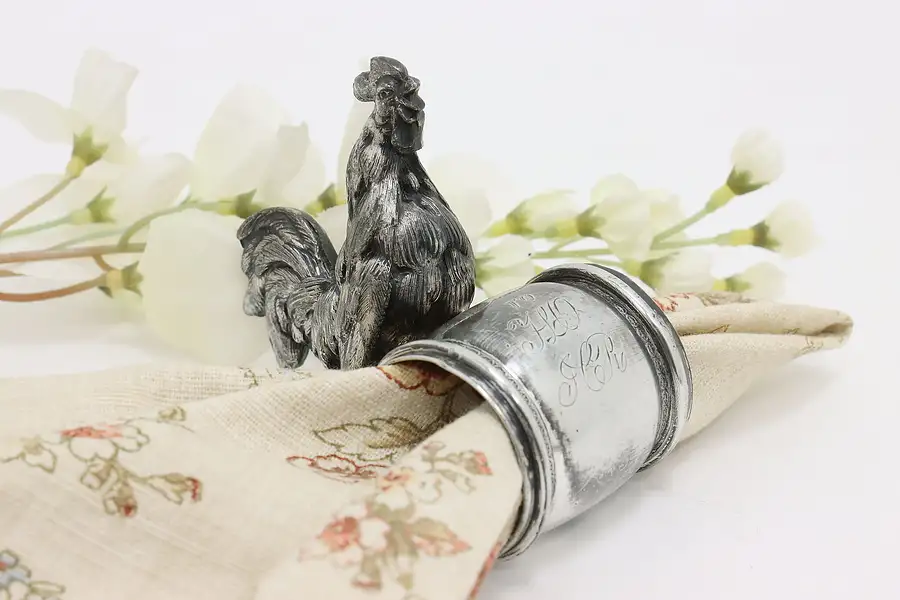 Main image of Rooster Victorian Antique Silverplate Napkin Ring Pairpoint