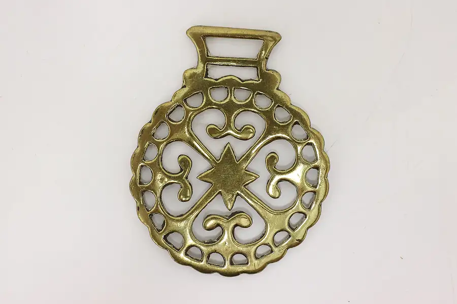 Main image of Horse Antique Brass Harness Medallion, Hearts