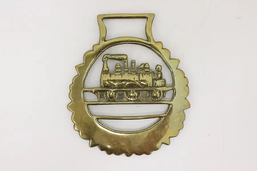 Main image of Horse Vintage Brass Harness Medallion, Train