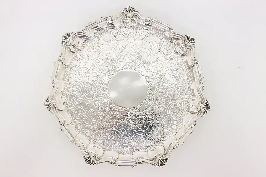 Main image of Victorian Antique English Silverplate Serving Tray WH & S
