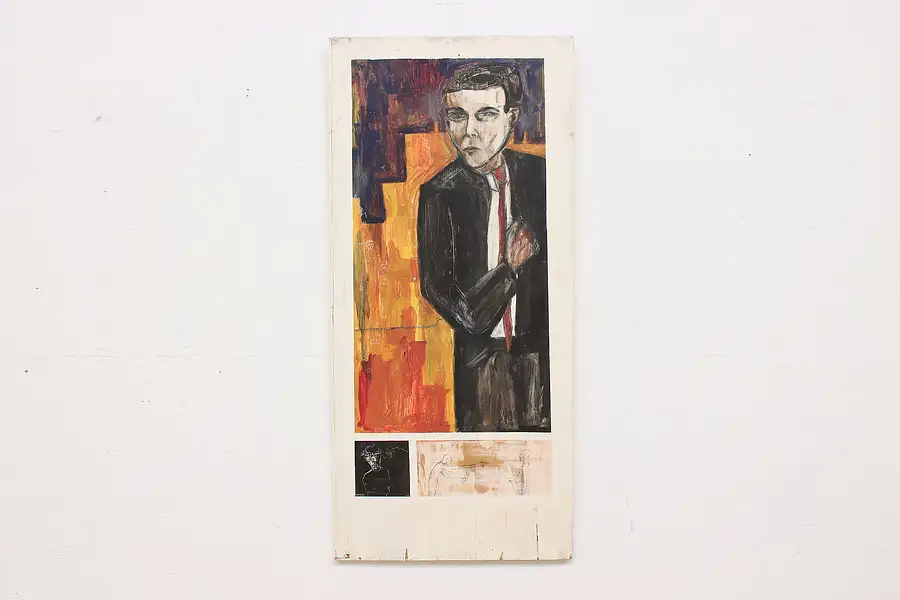 Main image of Man in Suit Means End Oil Painting on Panel '01 Gray 48"