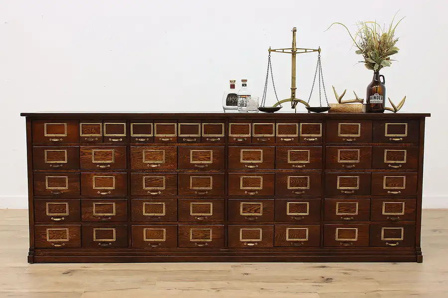 Main image of Farmhouse 45 Drawer Antique Oak Hardware Store Counter