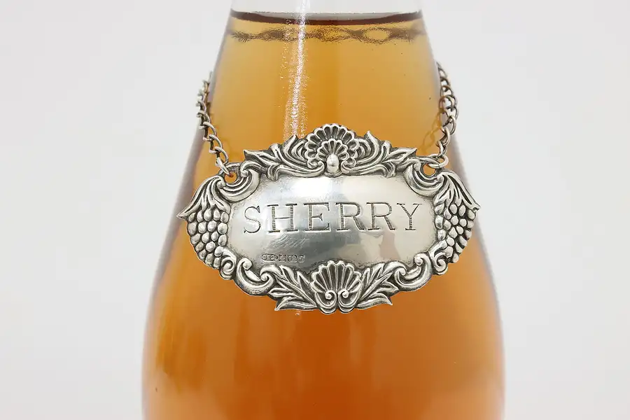 Main image of English Vintage Silverplate Sherry Decanter Tag, B & Co