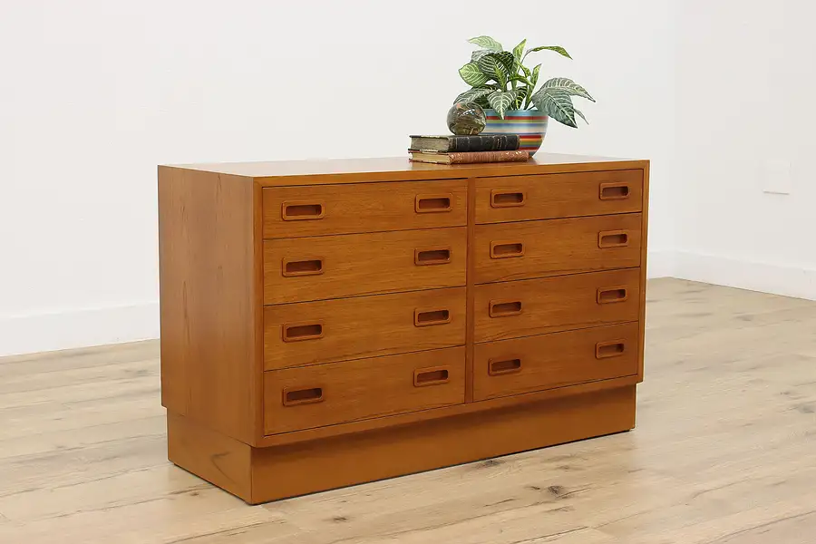 Main image of Danish Vintage Teak 8 Drawer Dresser or TV Console, Hundevad