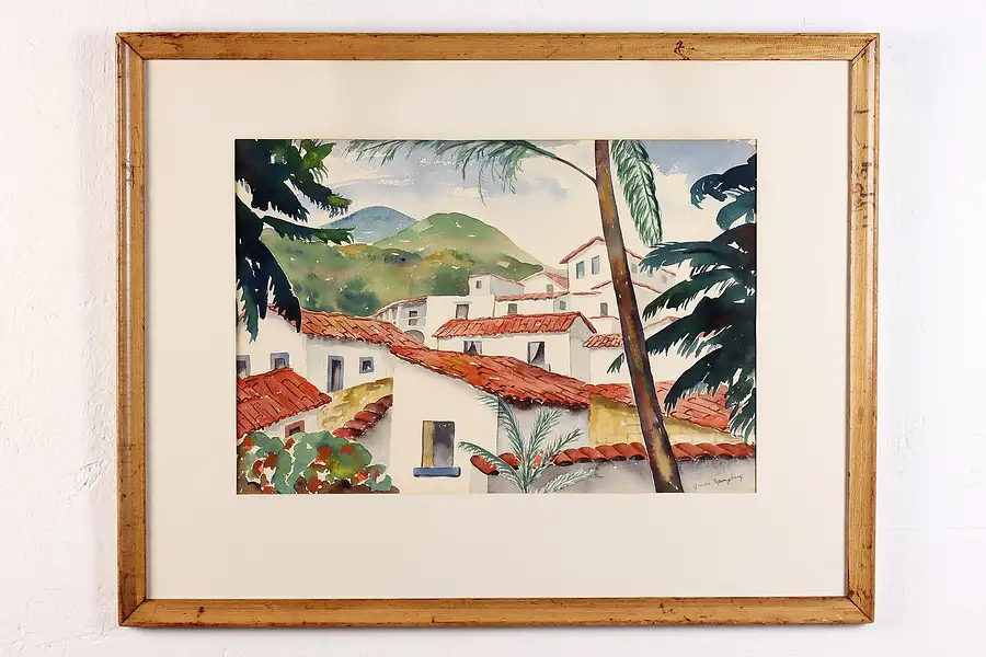 Main image of Tropical Town Vintage Original Watercolor Spongberg 27.5"
