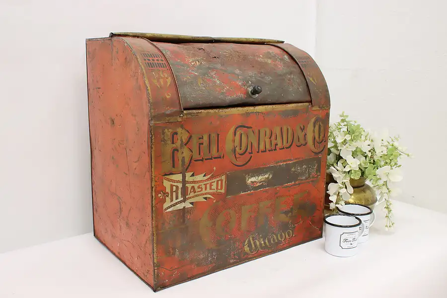 Main image of Farmhouse Antique Painted Coffee or Spice Tin Bell Conrad