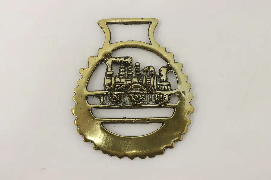 Main image of Horse Antique Brass Harness Medallion, Train