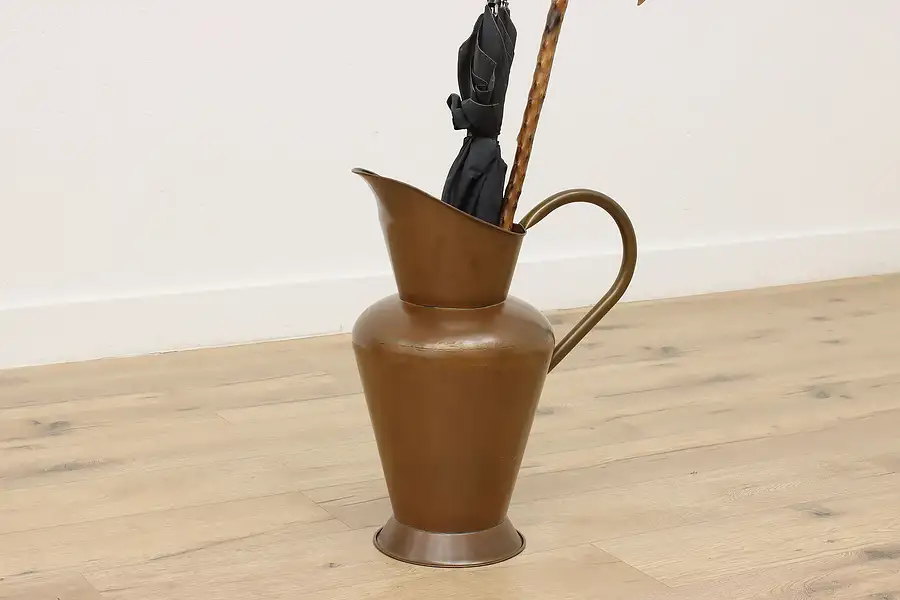 Main image of Farmhouse Antique Copper Pitcher Planter or Umbrella Stand