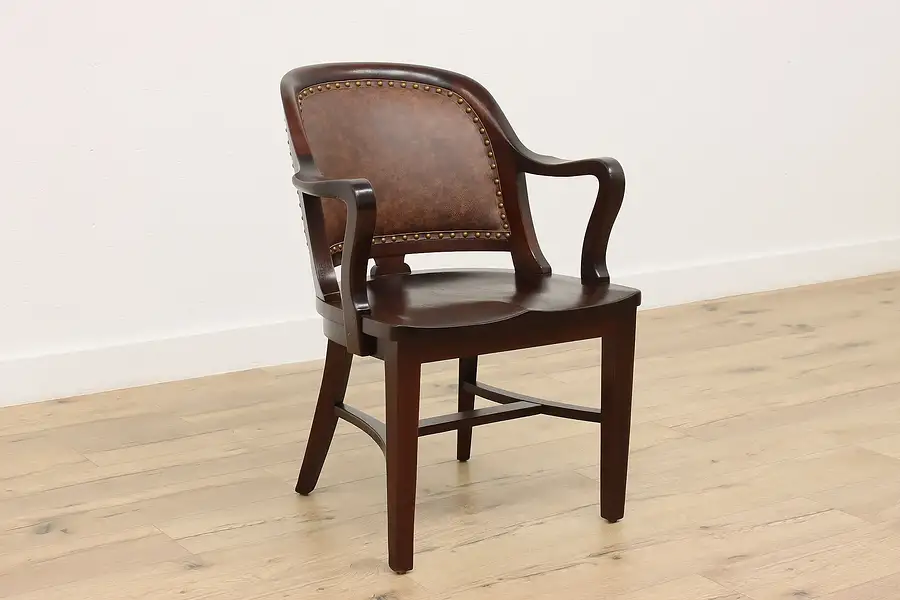 Main image of Traditional Antique Leatherback Mahogany Library Desk Chair